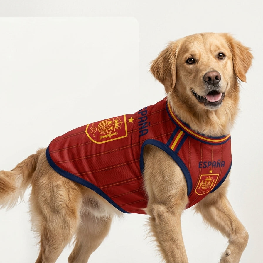 Spain Soccer Dog Jersey - World Cup Style Pet Football Kit for Cats