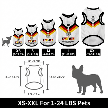 Germany Soccer Dog Jersey - Classic National Team Pet Kit for Dogs & Cats