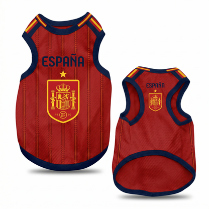 Spain Soccer Dog Jersey - World Cup Style Pet Football Kit for Cats