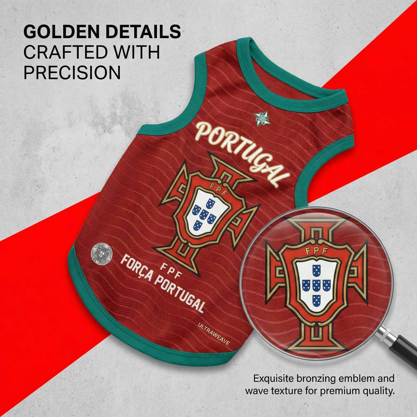 Portugal Soccer Dog Jersey -  Pet Football Kit for Cats & Dogs