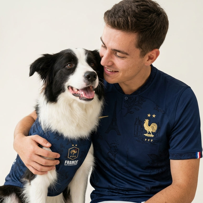 France Soccer Dog Jersey - Les Bleus Pet Football Kit for Cats & Dogs